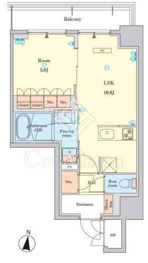 RJRプレシア菊川駅前　1001号室　間取り