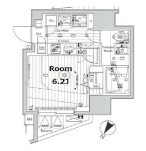 リテラス渋谷笹塚　1305号室　間取り