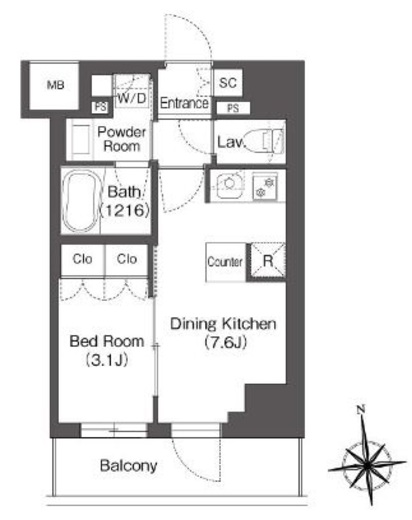 ミリアレジデンス蔵前　1002号室　間取り