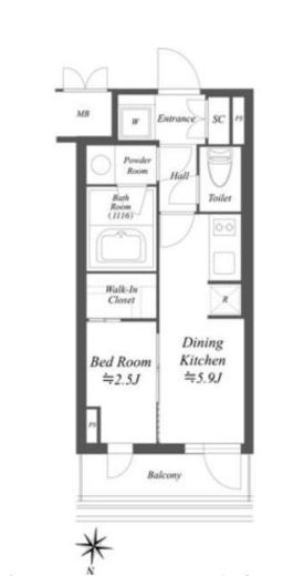 アイフラット文京本駒込　1104号室　間取り
