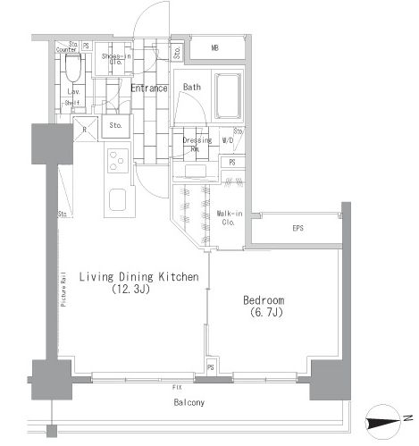 ザ・パークハビオ上野レジデンス　1107号室　間取り