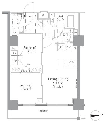 ザ・パークハビオ上野レジデンス　906号室　間取り