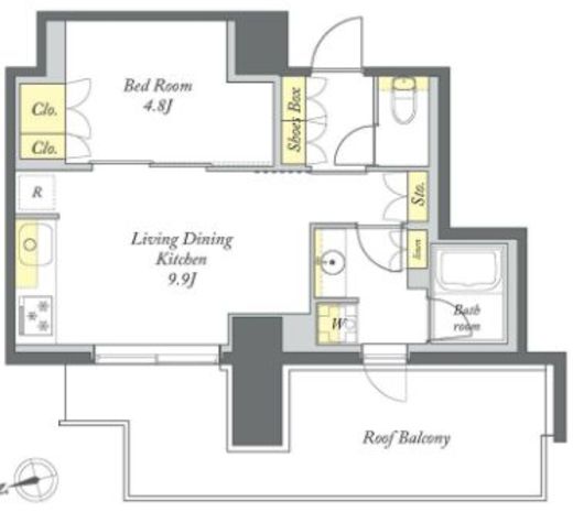 プライムメゾン清澄白河　703号室　間取り