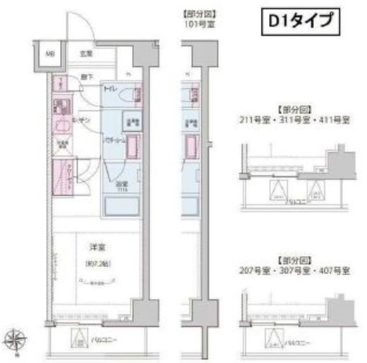 The Residence 神楽坂Ⅱ　411号室　間取り