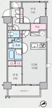 テラス浅草橋　1301号室　間取り
