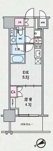 テラス浅草橋　703号室　間取り
