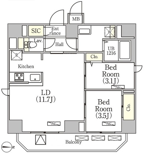 グランジット文京湯島　1101号室　間取り