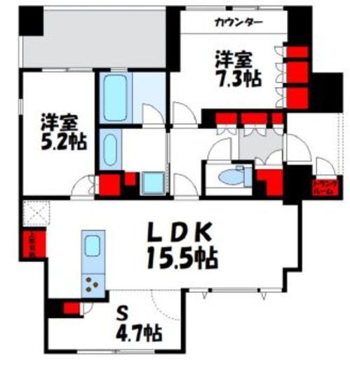 グランドメゾン白金高輪パークフロント　5F1号室　間取り