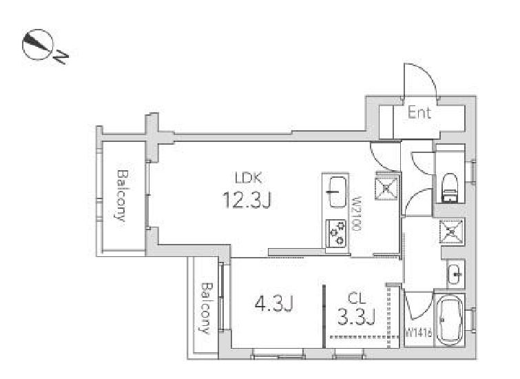 グランデュオ学芸大学Ⅱ　401号室　間取り