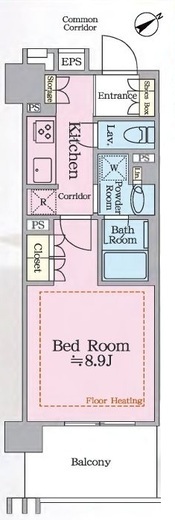三田聖坂ガーデンレジデンス　9F4号室　間取り
