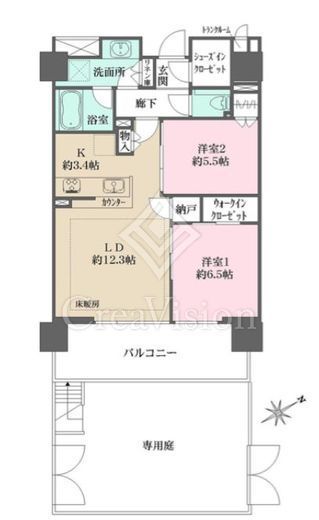 三田聖坂ガーデンレジデンス　102号室　間取り