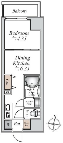 グランカーサ大島　209号室　間取り