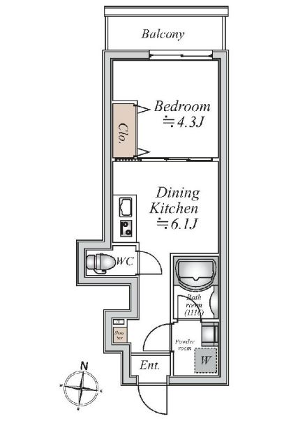 グランカーサ大島　708号室　間取り
