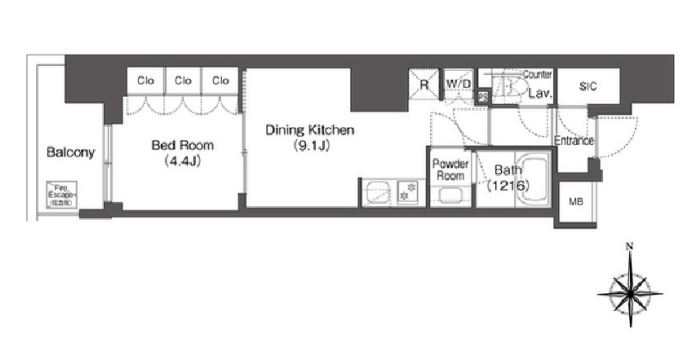 コンフォリア東新宿　620号室　間取り