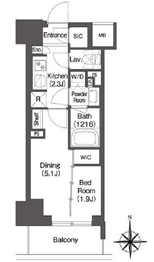 コンフォリア東新宿　713号室　間取り