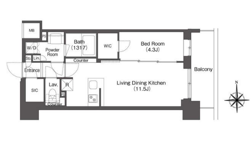 コンフォリア東新宿　402号室　間取り