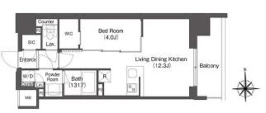 コンフォリア東新宿　1401号室　間取り