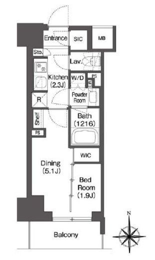 コンフォリア東新宿　413号室　間取り