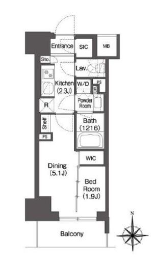 コンフォリア東新宿　713号室　間取り