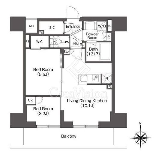 コンフォリア東新宿　907号室　間取り
