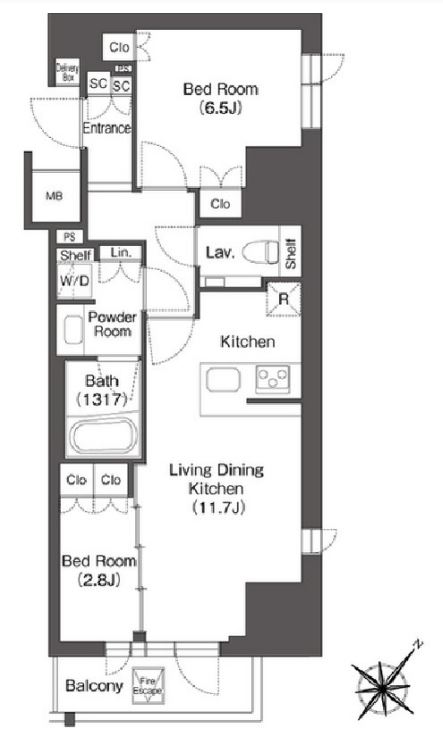 レフィールオーブ代々木　1301号室　間取り