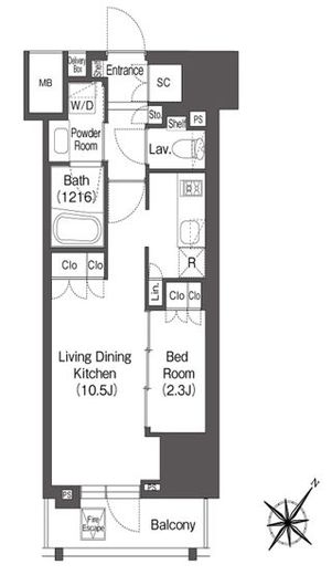 レフィールオーブ代々木　1203号室　間取り