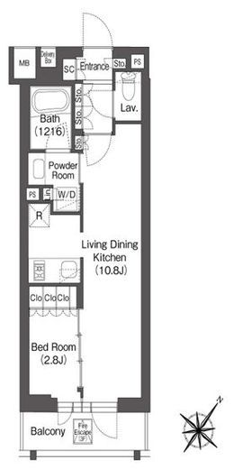 レフィールオーブ代々木　308号室　間取り