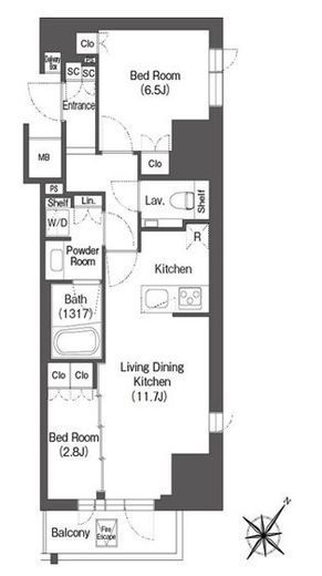 レフィールオーブ代々木　901号室　間取り