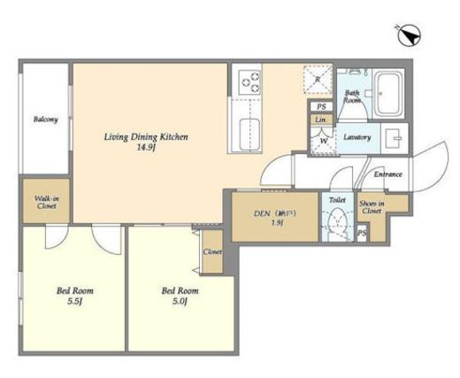 アジュールテラス目黒祐天寺　206号室　間取り
