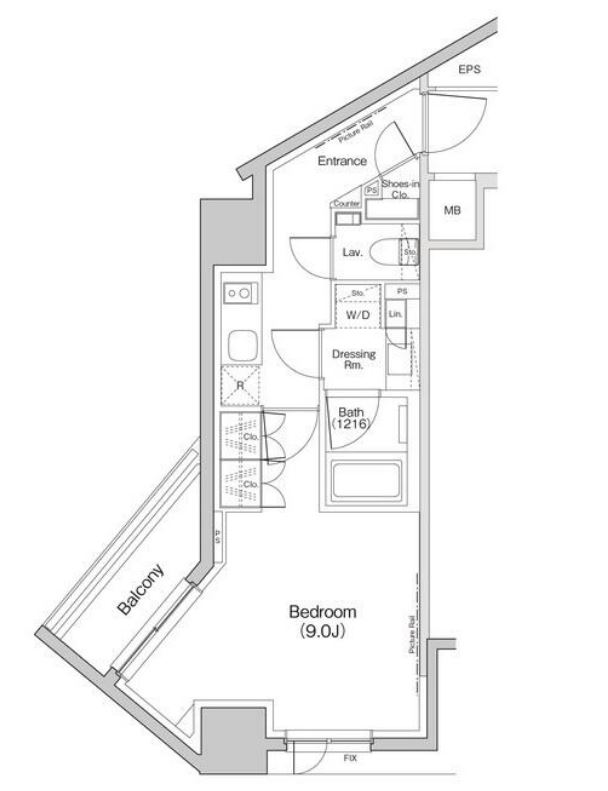 ザ・パークハビオ荏原中延プレイス　1403号室　間取り