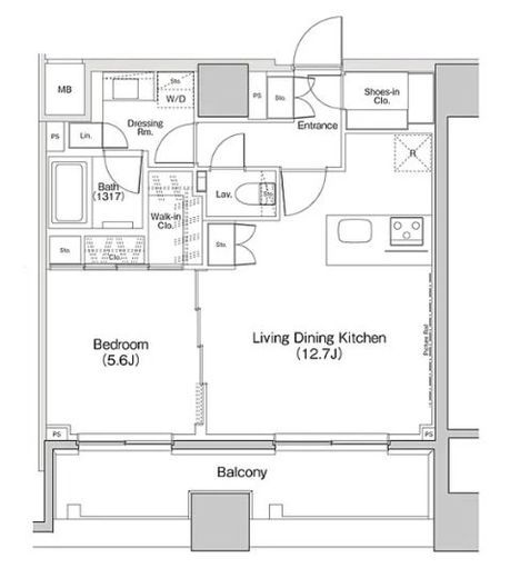 ザ・パークハビオ荏原中延プレイス　1402号室　間取り