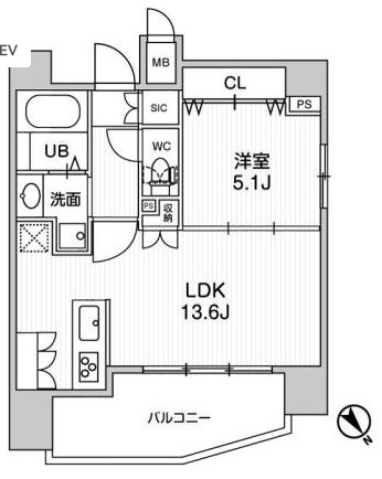 ステージファースト浅草橋Ⅲ　402号室　間取り