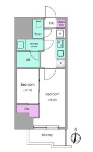 ドゥーエ亀戸Ⅲ　1201号室　間取り