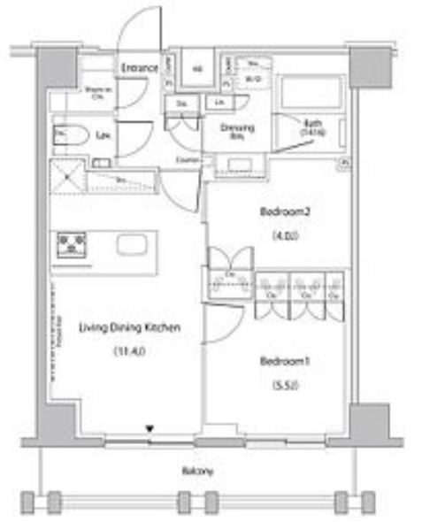 ザ・パークハビオ文京江戸川橋　1002号室　間取り