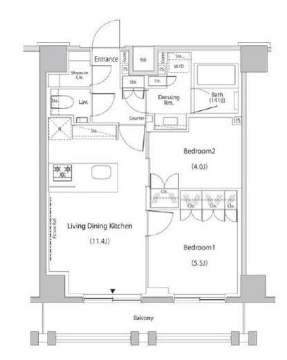 ザ・パークハビオ文京江戸川橋　1002号室　間取り