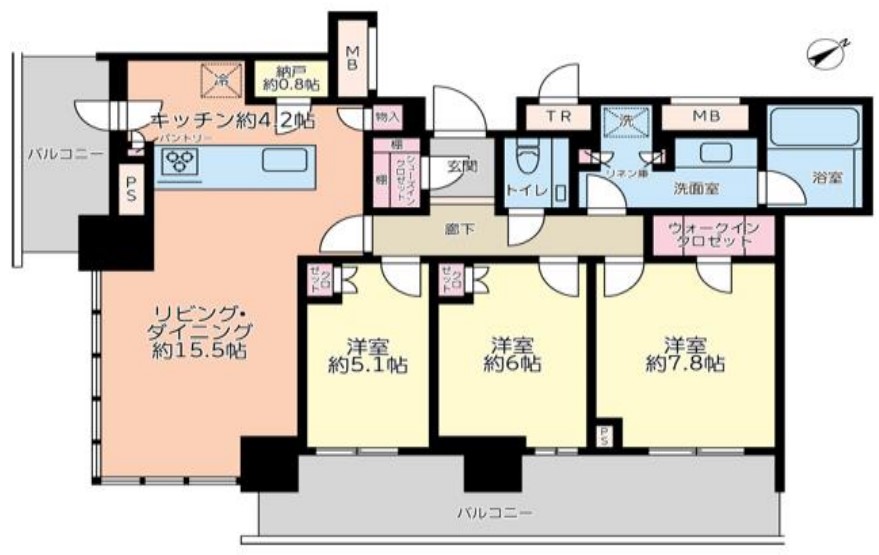 ブリリアタワー浜離宮　24階号室　間取り