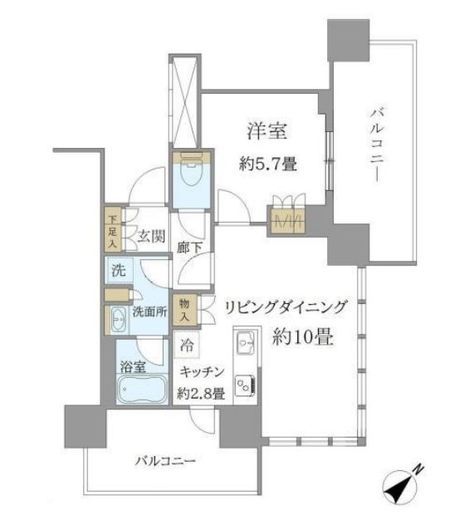 ブリリアタワー浜離宮　1018号室　間取り