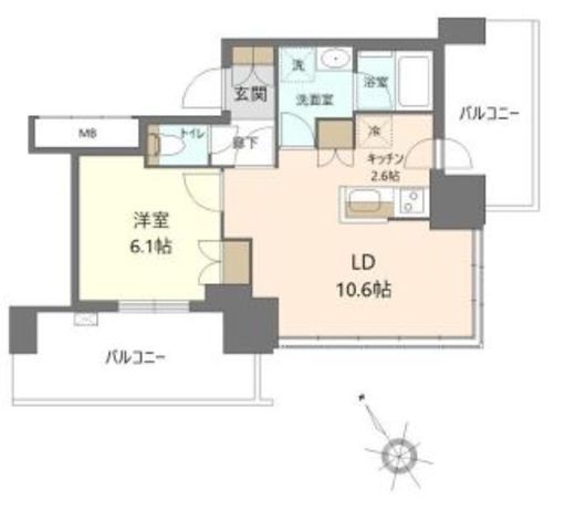 ブリリアタワー浜離宮　1111号室　間取り