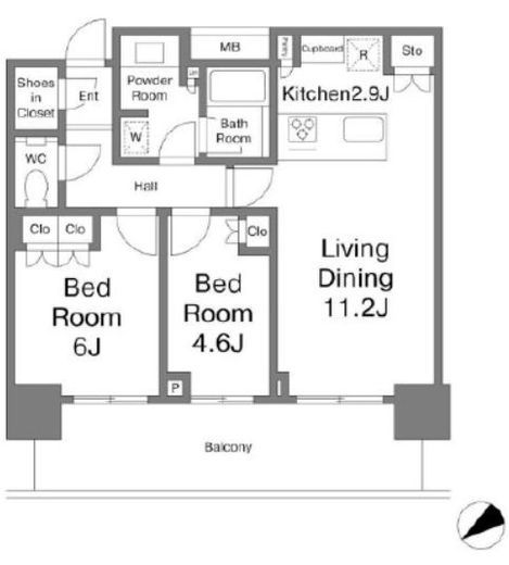 ブリリアタワー浜離宮　20F1号室　間取り