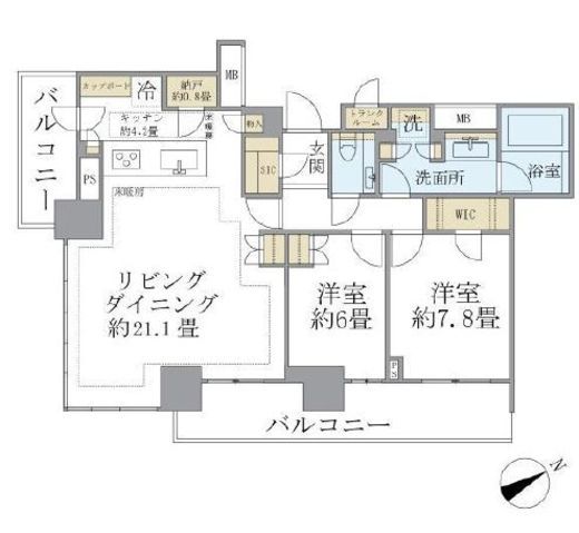 ブリリアタワー浜離宮　2106号室　間取り