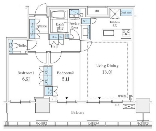 ブリリアタワー浜離宮　2507号室　間取り