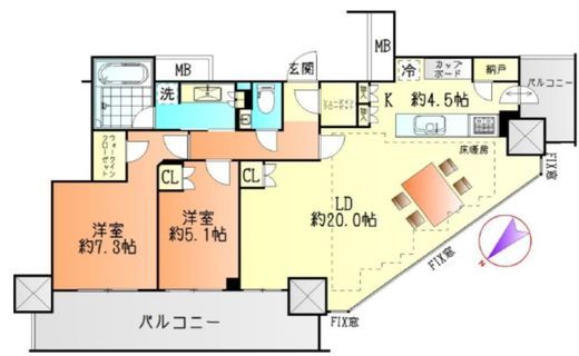 Ｂｒｉｌｌｉａ　Ｔｏｗｅｒ浜離宮　26F1号室　間取り