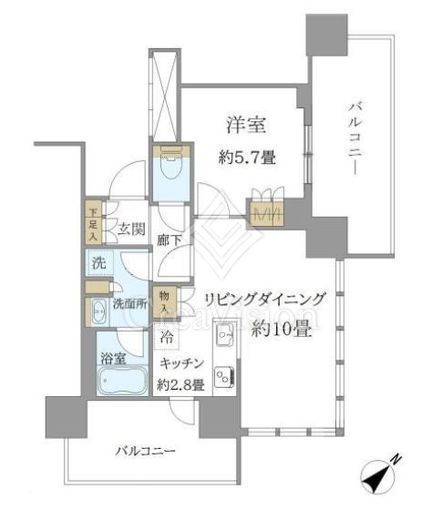 Ｂｒｉｌｌｉａ　Ｔｏｗｅｒ浜離宮　418号室　間取り