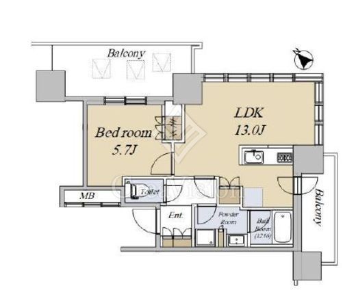 ブリリアタワー浜離宮　8F2号室　間取り