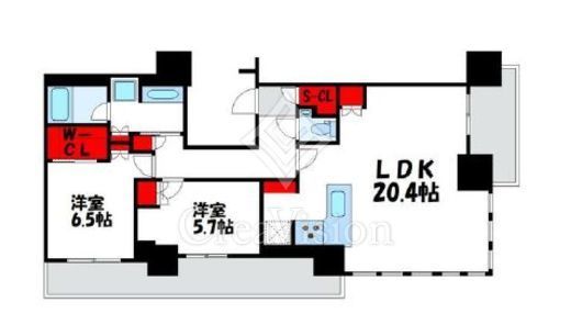 ブリリアタワー浜離宮　2601号室　間取り