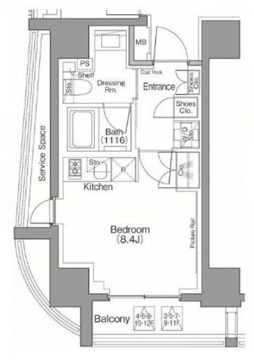 ザ・パークハビオSOHO南青山　201号室　間取り