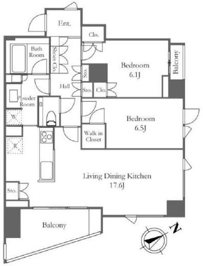 イニシア高輪プレシアスコート　4F1号室　間取り