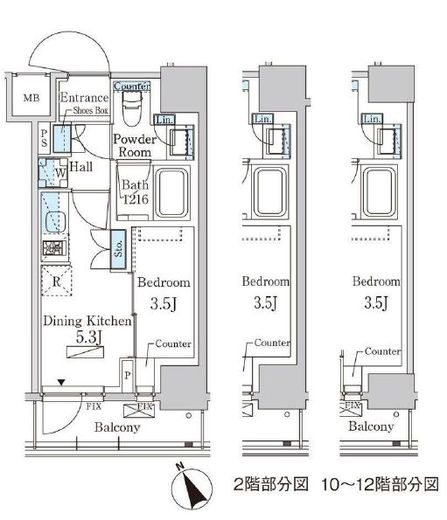 パークアクシス日本橋茅場町ステーションゲート　1003号室　間取り