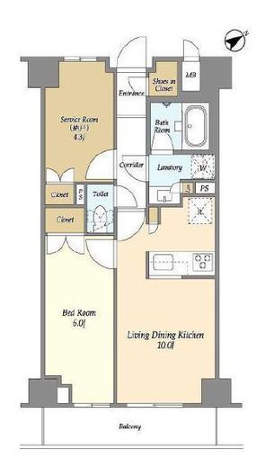 市谷台町坂フロント　203号室　間取り