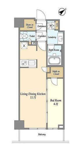 市谷台町坂フロント　205号室　間取り